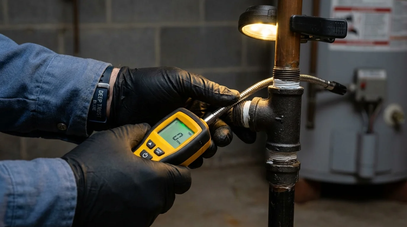 Gas leak detection with electronic sniffer by Johns Plumbing LLC in Galena Park