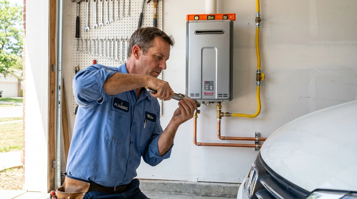Tankless water heater installation by a Johns Plumbing LLC plumber in Galena Park